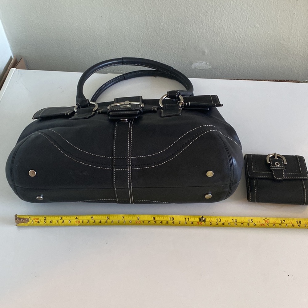 Coach purse handbag black 13"×10" with wallet - Picture 12 of 16